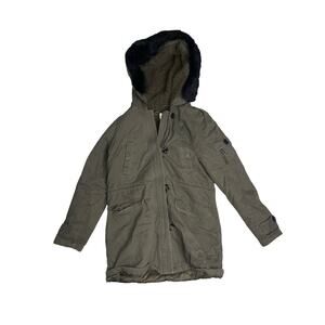 Michael Kors Olive Green Parka Coat Faux Fur Hood Sherpa Lined Women’s M